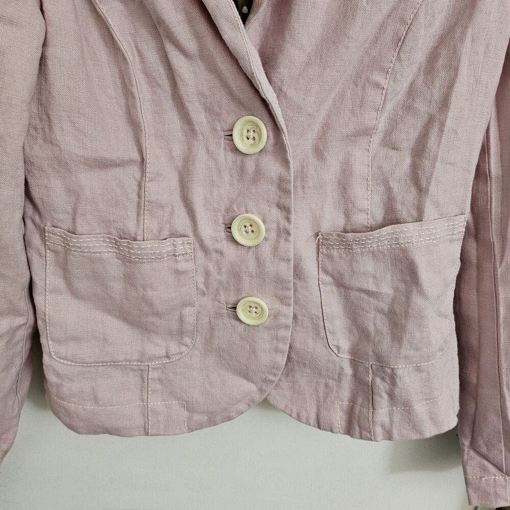 Boden Linen Blazer Jacket Womens 4 Lilac Pink Button Front Longsleeve Office - Picture 3 of 10